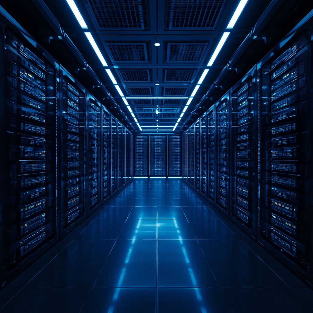 Nano Banana2 prompt: A futuristic supercomputer server room with glowing blue lights, ultra-realistic, 8k resolution, cinematic lighting, no humans, no woman